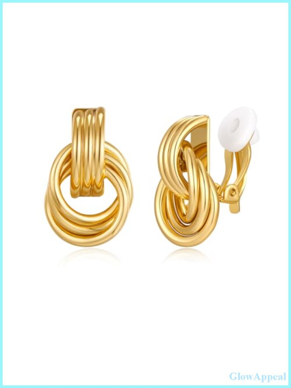 14K Gold Plated Clip On Earrings for Women Non Pierced Dangle Knot